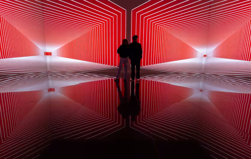 echappée des lignes projections rouges