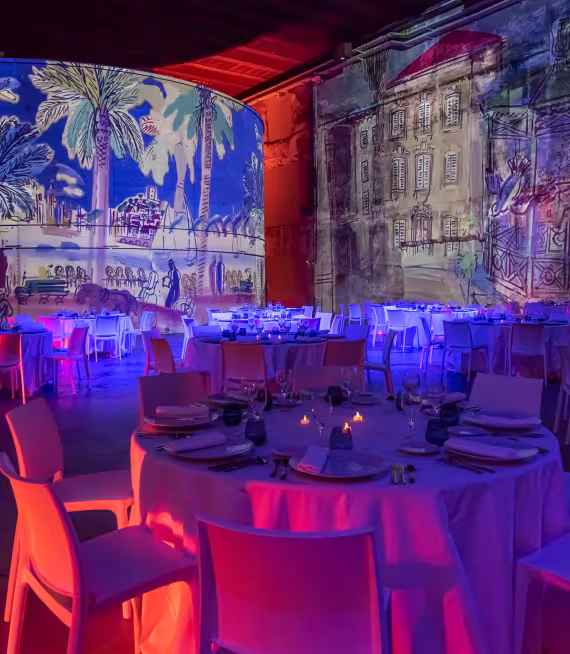 dîner table bassins projection