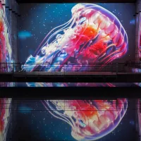 méduse rose reflet eau