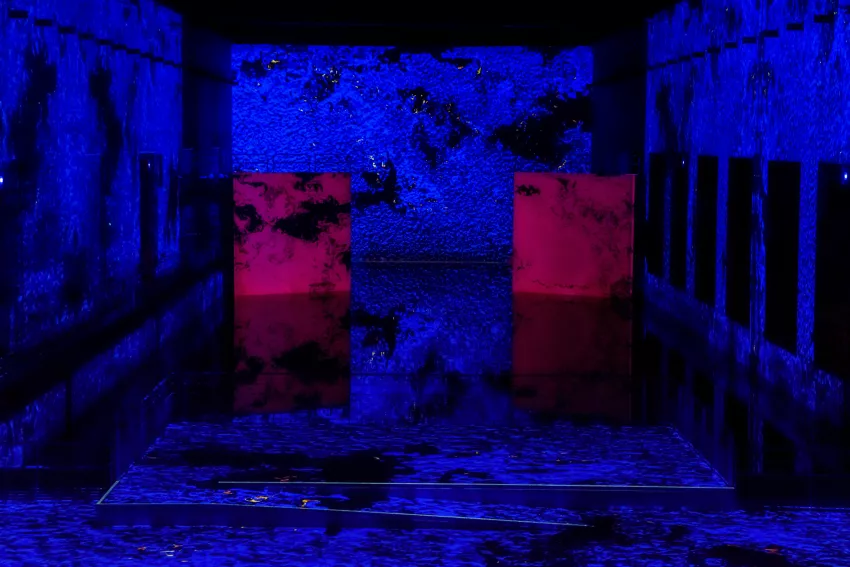 Vue exposition bleu Yves Klein Bassins des Lumières