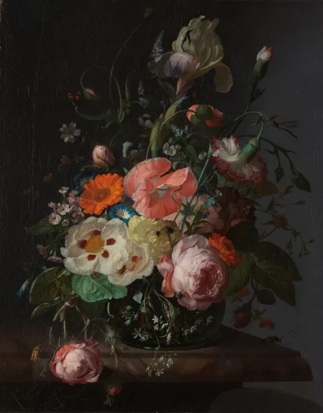 Painting Still Life with Flowers on a Marble Tabletop Ruysch