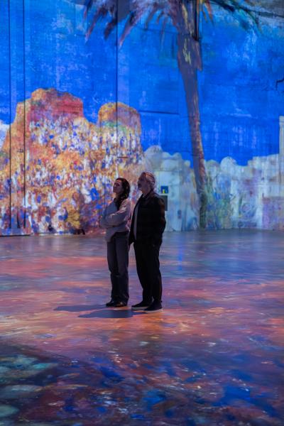 couple fond bleu art