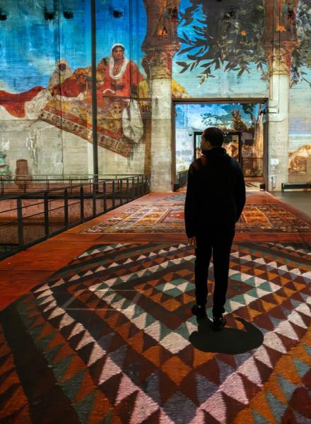 visiteur de dos exposition immersive